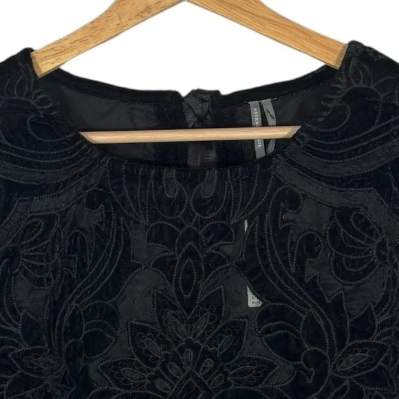 Anthropologie Velvet The Lainie Black Long-Sleeve Lace Cutwork Blouse M - Picture 6 of 13